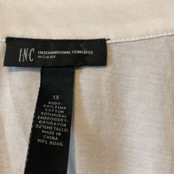 INC International Concepts 1X off white gold embroidered top NWT - Picture 4 of 4